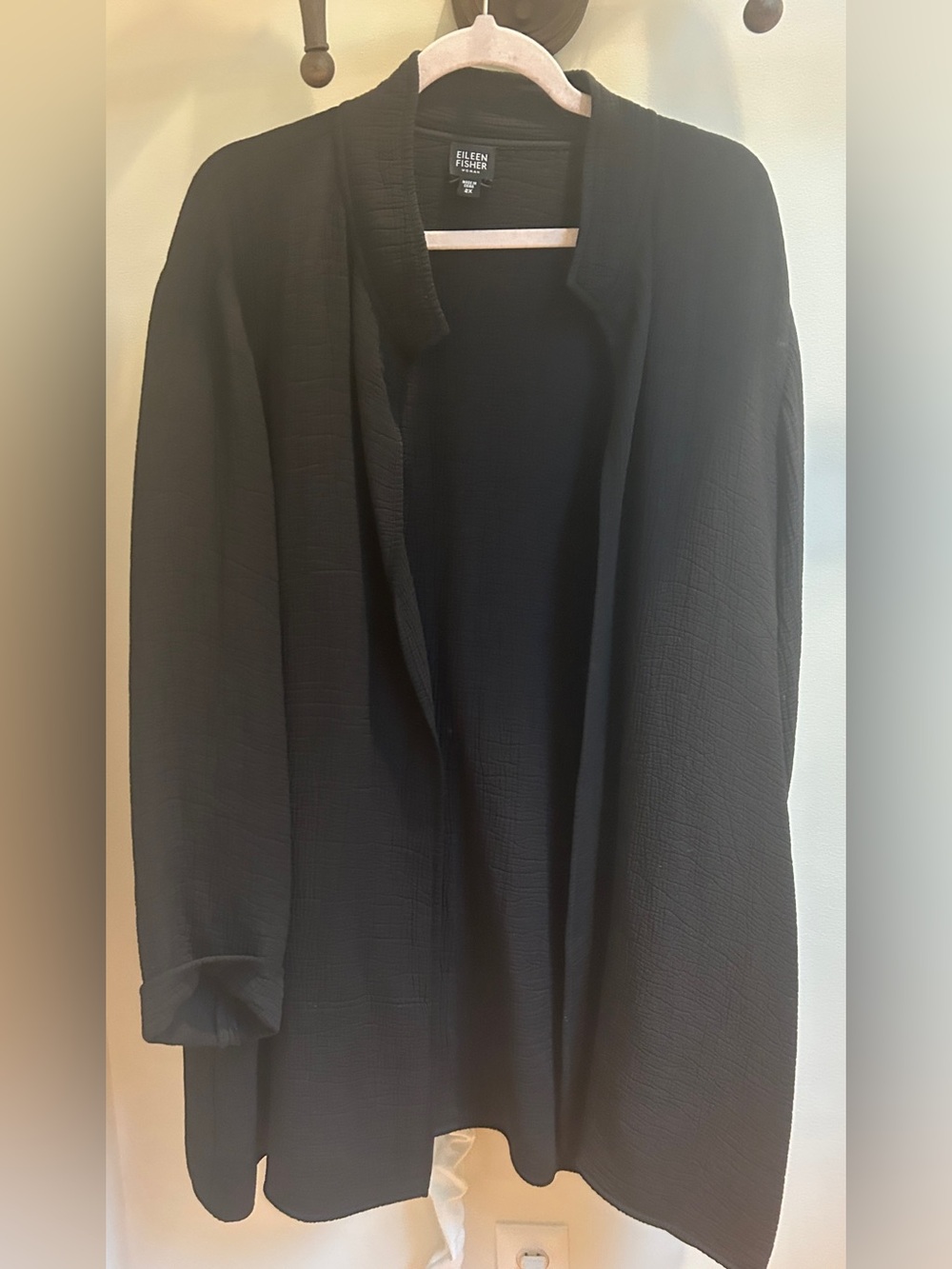 Eileen Fisher Black Open-Front Lightweight Women's Jacket